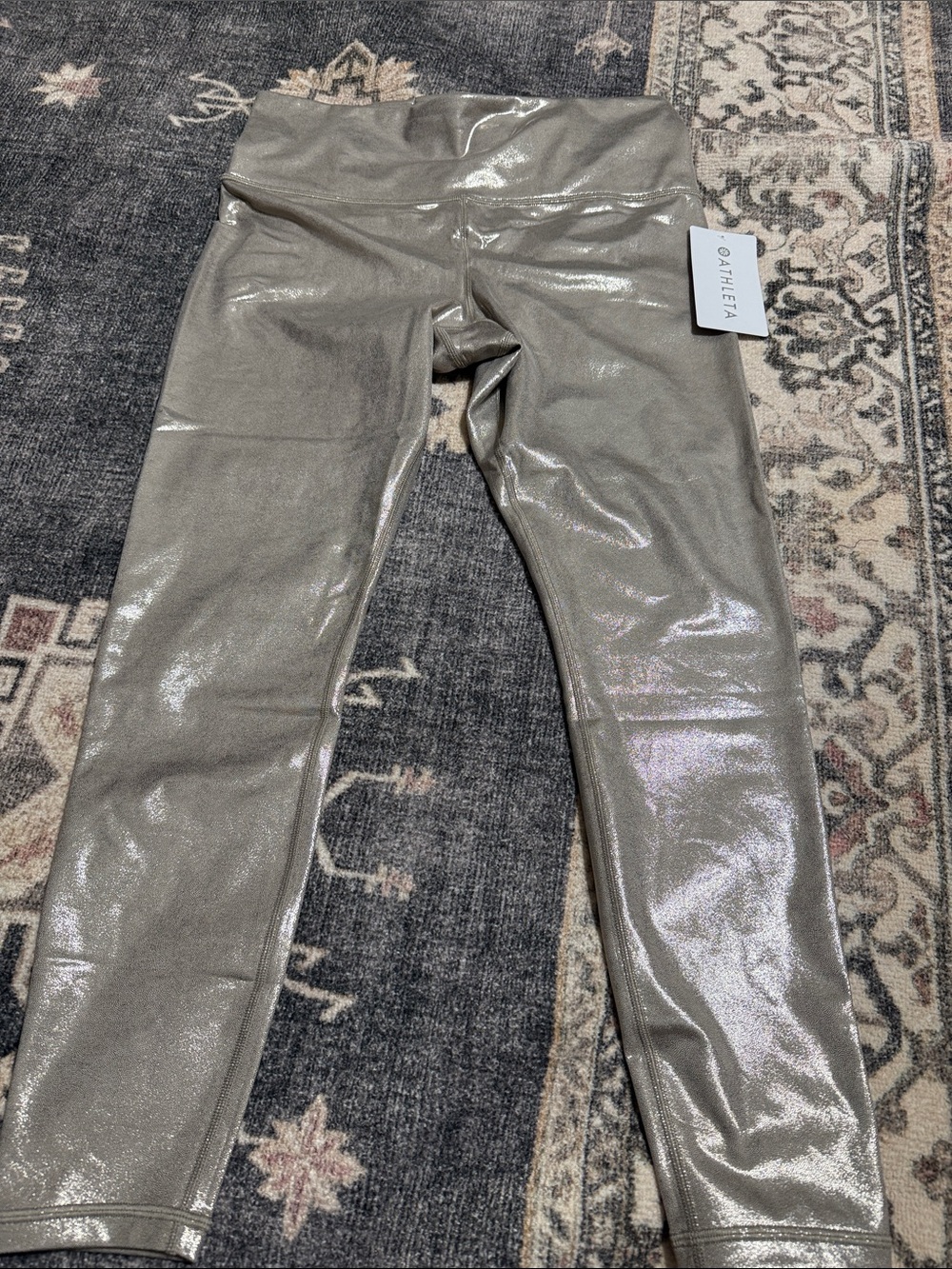 Athleta Shimmery Metallic Taupe Leggings